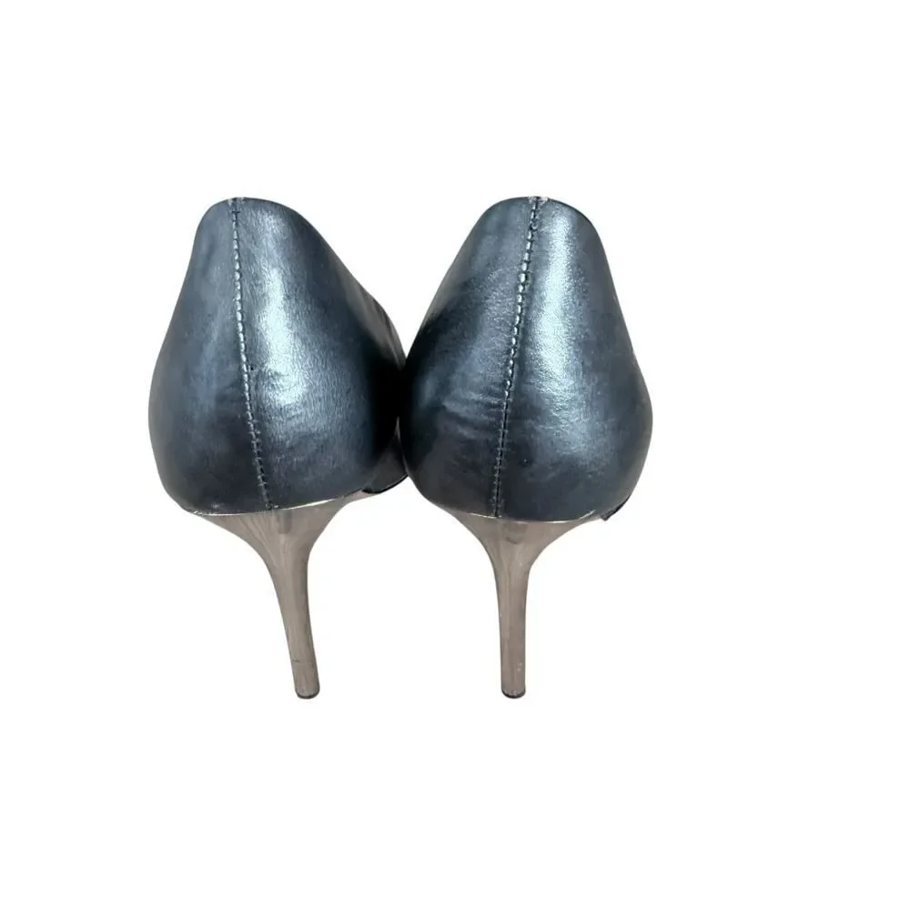 L.A.M.B. LAMB Heels Black Leather Suede Pointed Toes Shoes Womens 7.5M